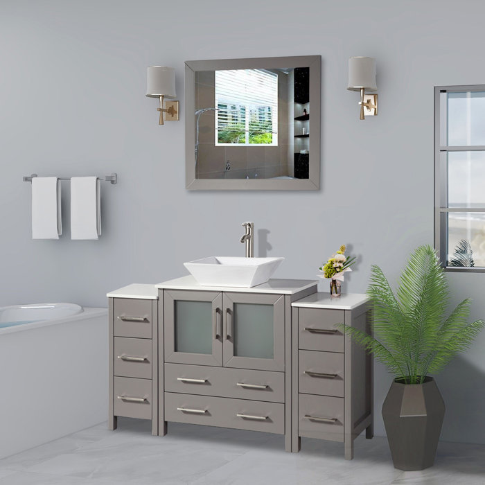 Wade Logan® Karson 54" Single Bathroom Vanity Set with Mirror & Reviews